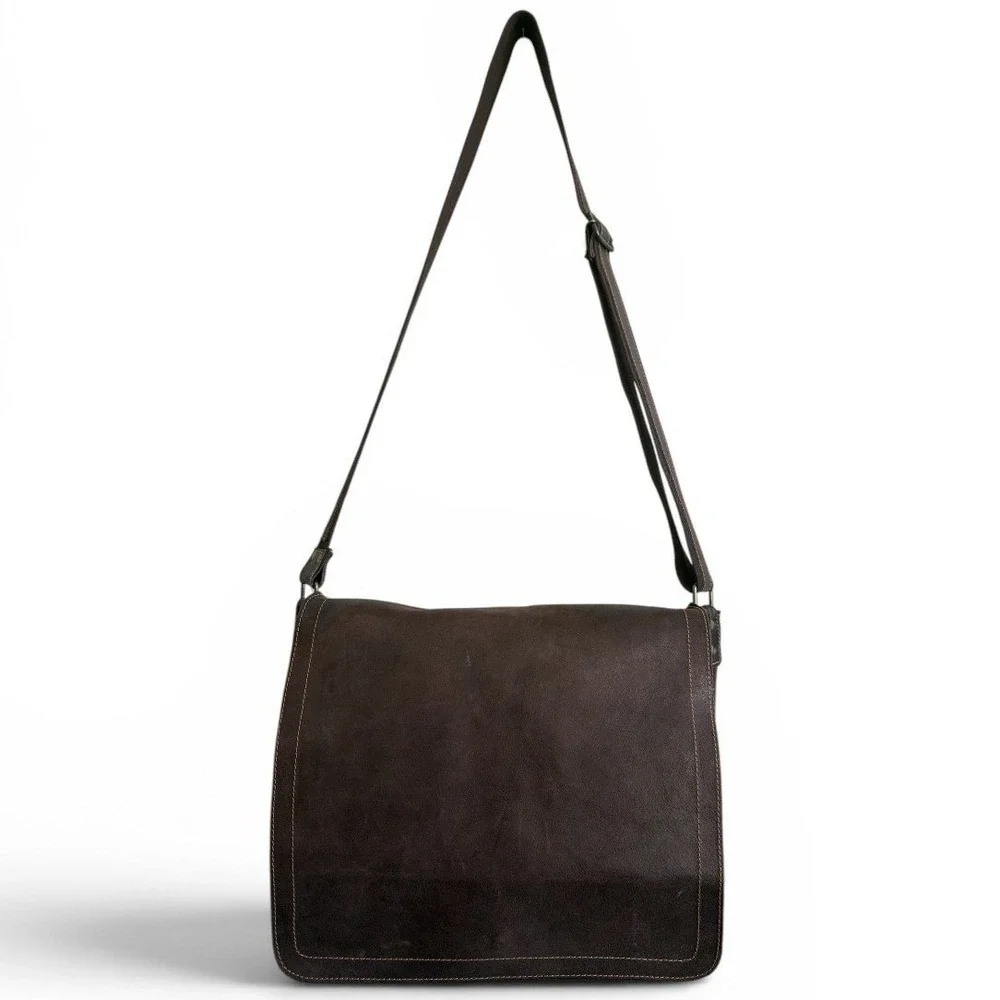 Columbia Made Men's Brown Leather Messenger Bag Laptop Crossbody Work Briefcase